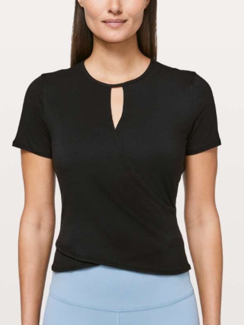 Lululemon Round Trip Short Sleeve Black Keyhole Surplice Athleisure Gym-4
